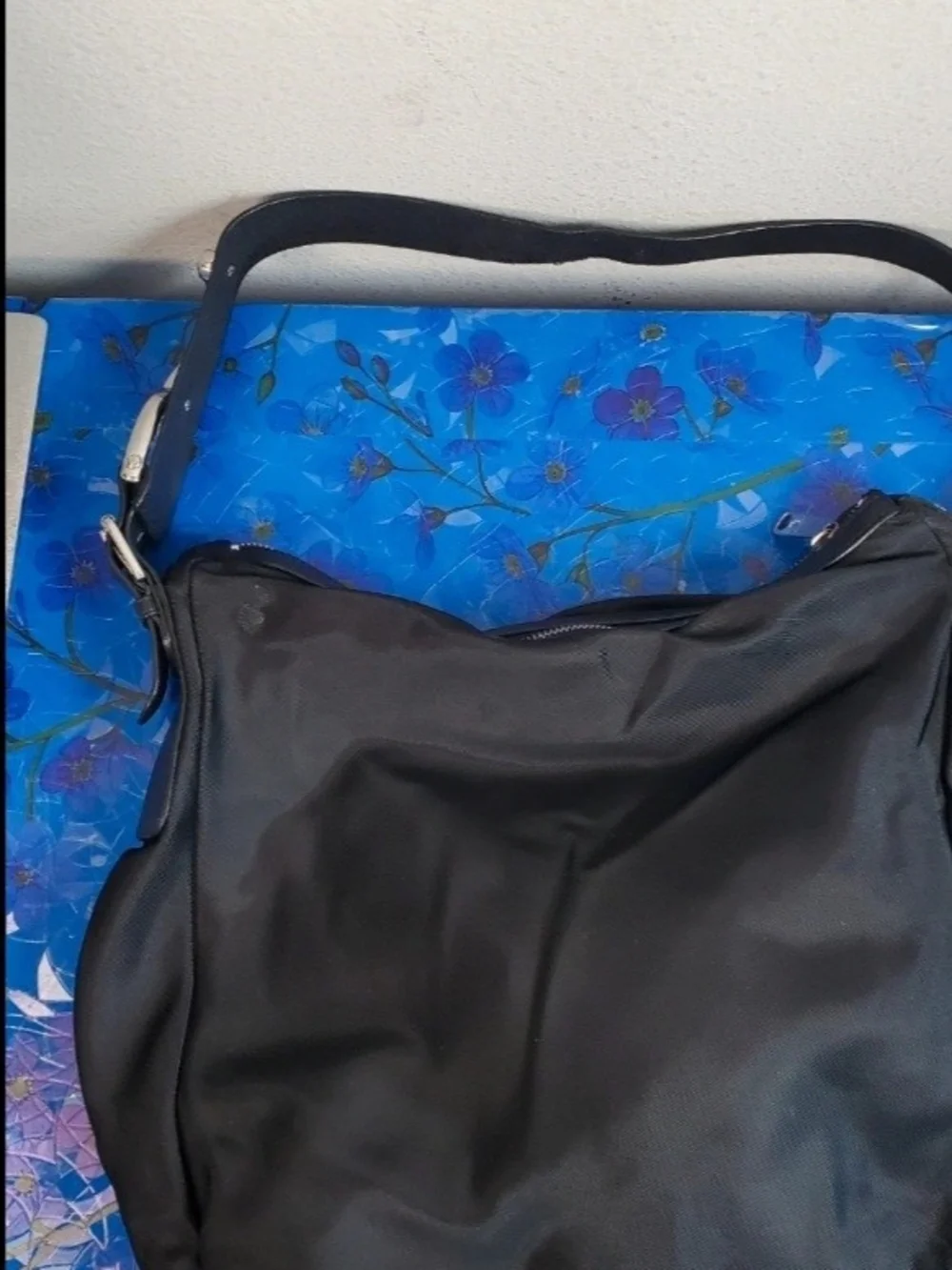 Ralph Lauren Nylon Leather Hobo Bag with Equestrian Deatils